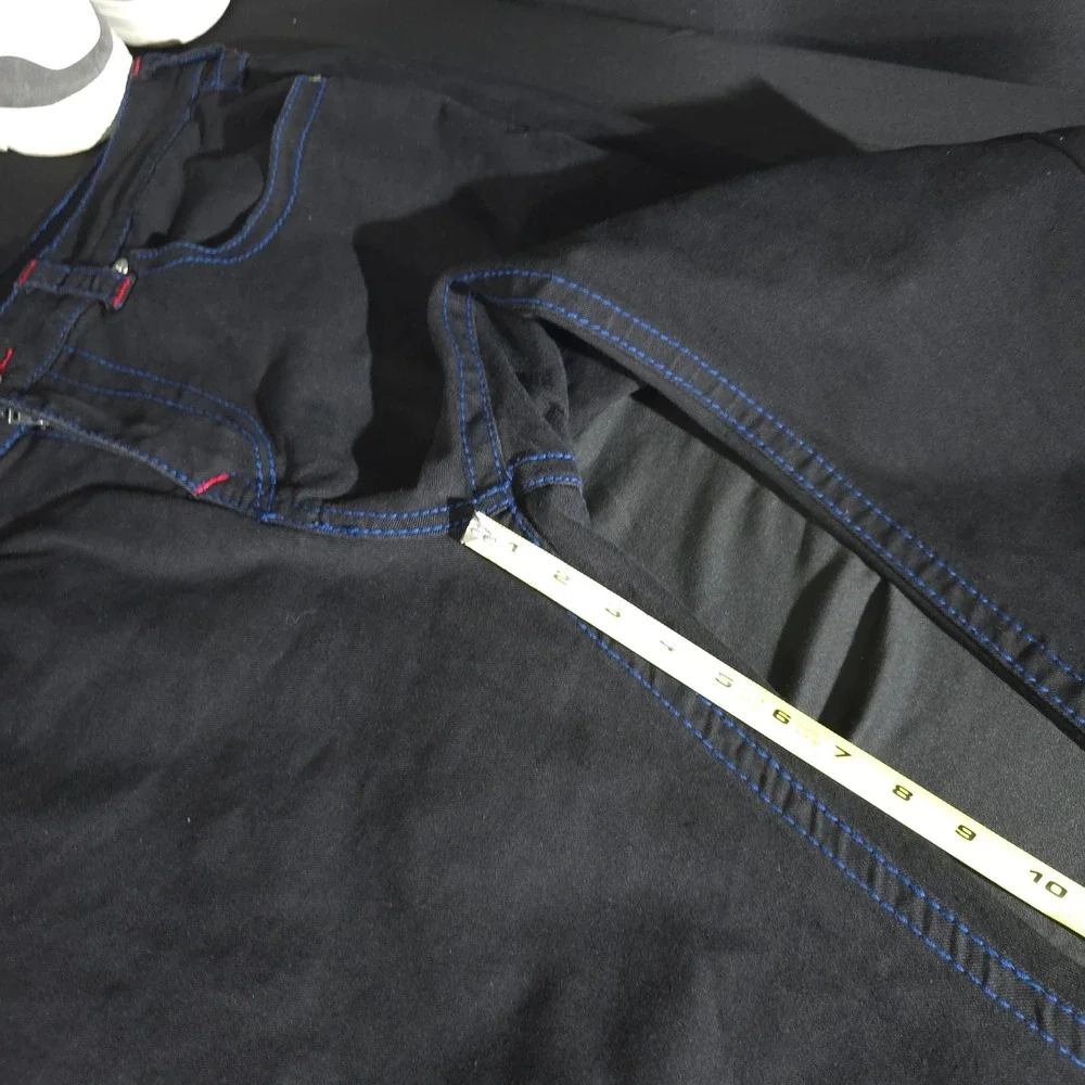 True Religion Geno Mens 34 Black Contrast Stitch Relaxed Slim Jeans Streetwear